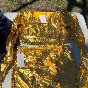 Gold Textured Two-Piece Set